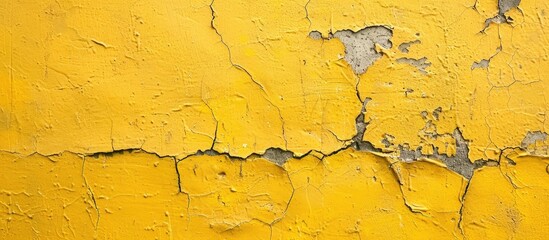 Fototapete - Copy space image available on a textured yellow-painted wall for your background text.
