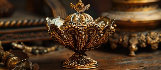Poster - An ornate and lovely small item with intricate details suitable for decoration; a decorative and beautiful trinket. image with copy space