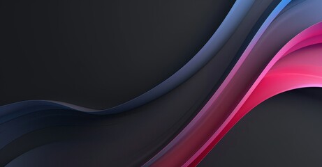 Wall Mural - A dynamic gradient wave is displayed on a black banner with a dark colored grain texture and glowing pink and blue color flow