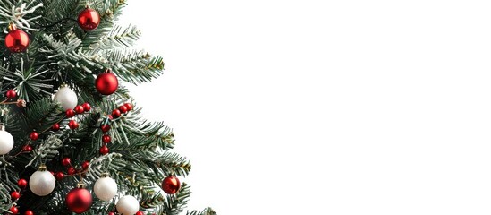 Poster - Christmas tree adorned with space for text or images on the right side. image with copy space