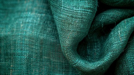 Poster -   A close-up image of a green fabric with a knot at its top edge and another at its bottom edge