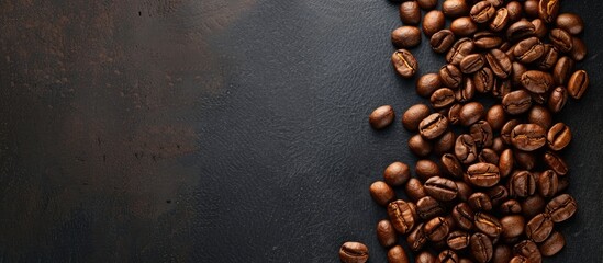 Poster - Background of roasted coffee beans with space for text in the image. image with copy space