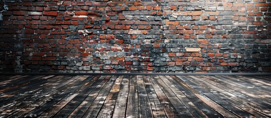 Leinwandbilder - Brick wall with vintage style and vignette for texture or background, with copy space image.