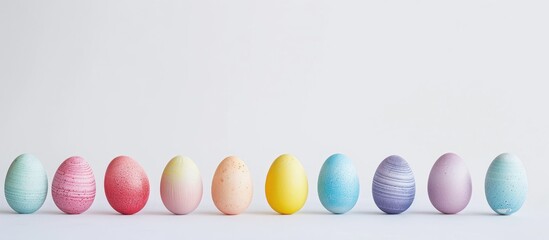 Aufkleber - Easter eggs displayed against a white backdrop with ample copy space image.