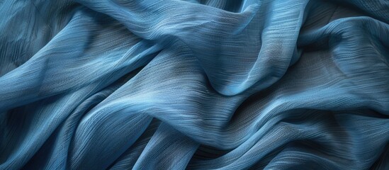 Poster - Blue fabric texture background with copy space image.
