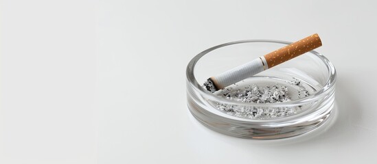 Wall Mural - close-up slightly blurred shot of a transparent ashtray or cigarette holder on a white background wi