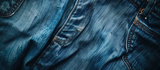Poster - Background texture of blue jeans with copy space image.