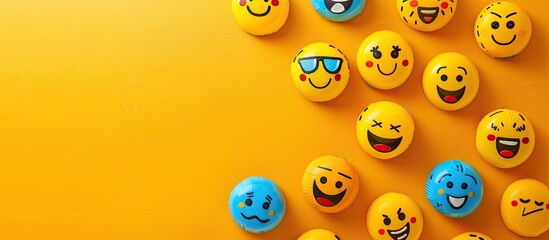 Aufkleber - Elevate with an overhead emoji doodle picture showcasing a chic aesthetic for copy space image.