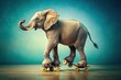 © guntapong - Elephant goes on rollers Impossible and happiness concept, Elephant, concept, Impossible