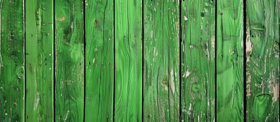 Bright green wood texture and grain background with copy space image.