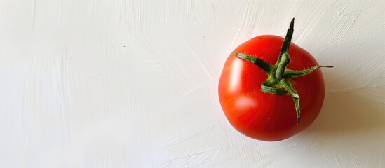Poster - Copy space image of a vibrant red tomato set against a white background.