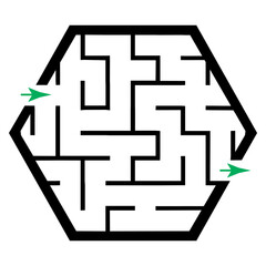 Illustration with simple labyrinth, maze conundrum for kids. Baby puzzle with entry and exit. Children riddle game.