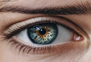 Sticker - Close-up of a human eye with detailed iris and eyelashes