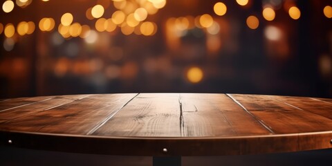 Wall Mural - Wooden Table Top in Cozy Bar Setting