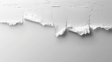 Wall Mural - White Paper Texture with Crumpled Torn Edges, Close-Up Copy Space