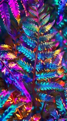 Wall Mural - Colorful fern leaves are forming a beautiful abstract pattern. This natural background is perfect for any design related to nature, color and freshness