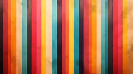 Wall Mural - A colorful striped wall with a faded, worn look