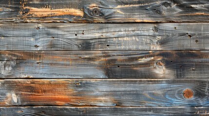 Wall Mural - The wooden surface is old and worn, with a lot of scratches and dents