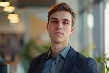 Wall Mural - A person dressed in formal attire standing in a room, possibly for an interview or meeting