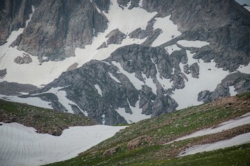 Wall Mural - landscape with snow and mountains