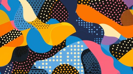 Wall Mural - A colorful and abstract patterned background with a variety of shapes and colors