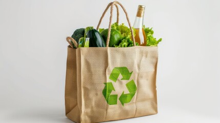 Wall Mural - Environmentally-friendly shopping bag made of recycled materials.