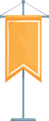 Poster - Blank vertical banner is hanging on a metal stand, ready for your promotional message