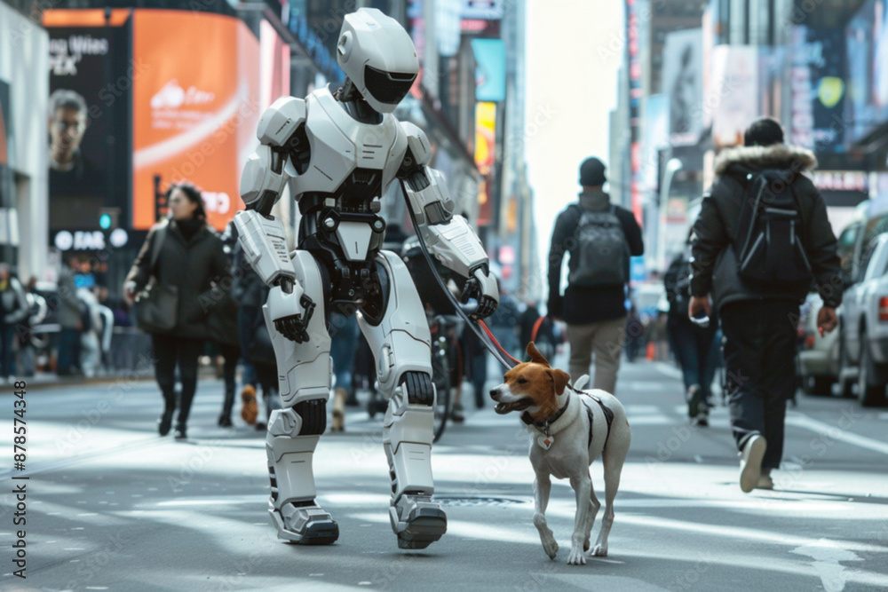 Robot From Routine Modern AI technolodies do chores routine work concept. A humanoid robot ...