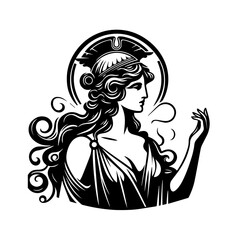 Goddess Hera illustration. Goddess Juno illustration. Simple Hera black and white illustration. Roman goddess Juno. Greek Goddess Hera. Greek mythology. Roman mythology