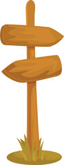 Poster - Wooden road sign with two empty boards showing the direction standing on the grass