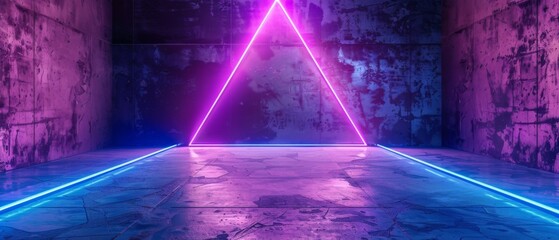 Cosmic Sci Fi Futuristic Purple Blue Neon Modern Laser Grunge Rough Cement Tiled Concrete Floor Triangle Shaped Lights VIbran