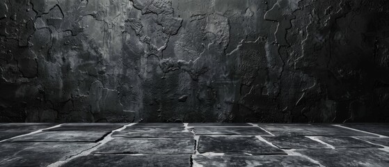 Wall Mural - Dark Concrete Wall with Stone Floor Background