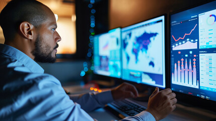 Wall Mural - An e-commerce analyst reviewing website traffic data.