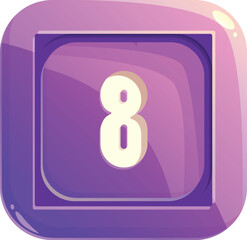 Poster - Purple square button showing number eight symbol, great for mobile app design