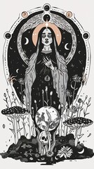 illustrations of tarot cards, the theme of isoterics and fortune telling AI Generative
