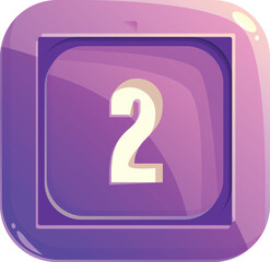Poster - Number two on a purple glossy square button