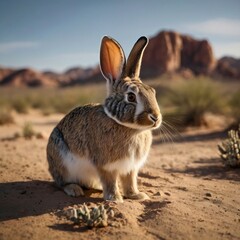 Wall Mural - cute desert canyon rabbit