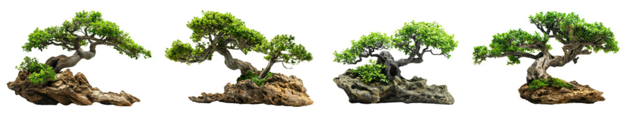 Wall Mural - green aquarium trees collection isolated on transparent or white background