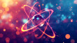 © Natalia - Vibrant digital illustration of an atom model with glowing orbitals and particles.
