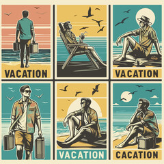 Wall Mural - Vacation poster background. Vintage style design