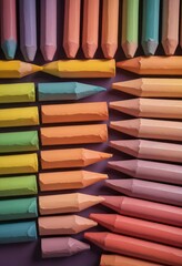 Wall Mural - colored crayons lined up side by side, ad shot