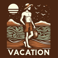 Wall Mural - Vacation poster background. Vintage style design