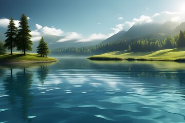 lake with a realistic water surface