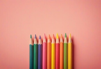 Wall Mural - colored crayons lined up side by side, ad shot