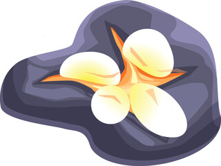 Poster - Cartoon drawing of a half eggplant showing its pale yellow seeds