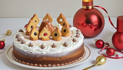 Wall Mural - Valentine's Day pastry with cream and candy decorations