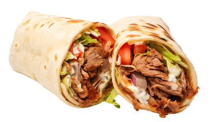 Poster - Delicious shawarma close view transparent background.