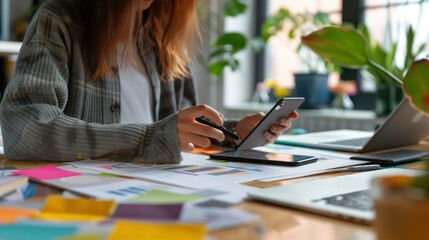 UI designer working on mobile app wireframe