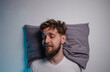 © phoenix021 - Mans sound asleep on a pillow, resting , goodnight sleep