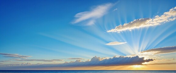 Wall Mural - breath of fresh air: a spectacular morning sky by the beach, featuring a stunning landscape of sunli